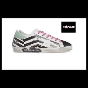 GOLDEN GOOSE  SNEAKER IN WHITE LEATHER/BLACK/ MINT